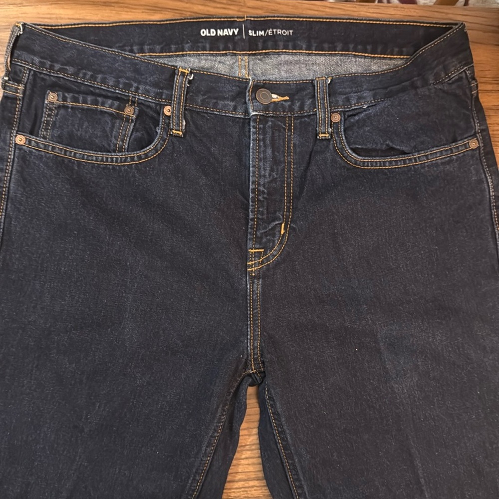 Old Navy Men's Slim Fit Jeans - Dark Blue - Picture 2 of 8